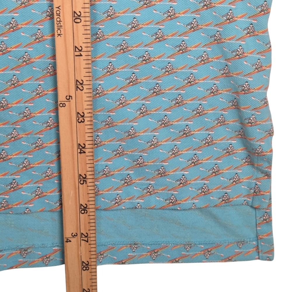 Vtg Polo Ralph Lauren All Over Print Rowing Polo Shirt Mens XL Blue Sculling - Picture 9 of 10